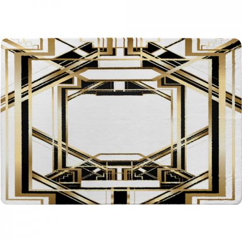 Art Deco Golden Black Frame Designer Rug - Yellow / 150cm