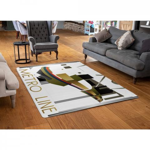 Art Deco Metro Line Designer Rug - Yellow / 110cm