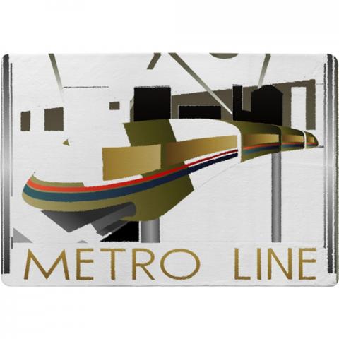 Art Deco Metro Line Designer Rug - Yellow / 150cm