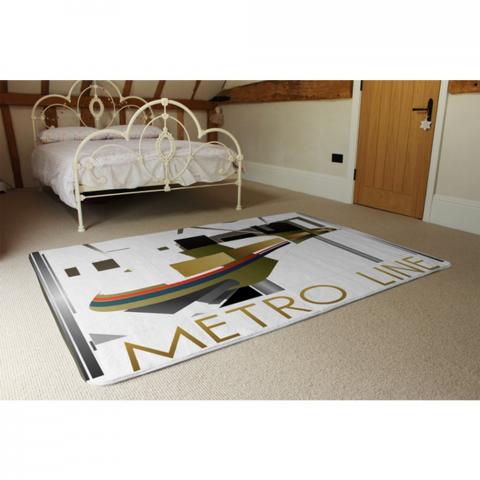 Art Deco Metro Line Designer Rug - Yellow / 230cm