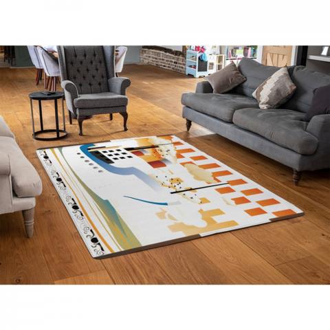 Art Deco Ship Designer Rug - Orange / 110cm