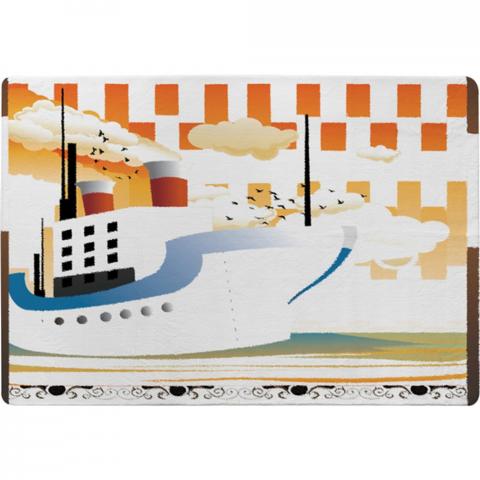 Art Deco Ship Designer Rug - Orange / 150cm