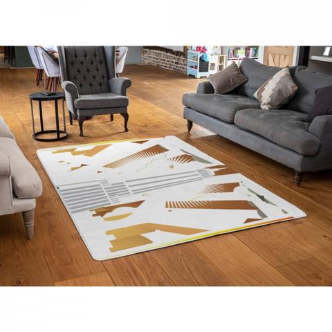 Art Deco Skyscraper Designer Rug - Yellow / 110cm