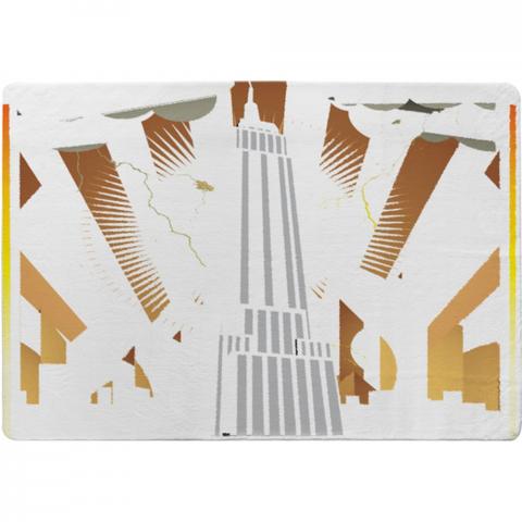 Art Deco Skyscraper Designer Rug - Yellow / 200cm