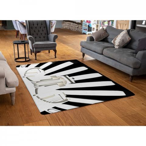 Art Deco Skyscraper In Black  White Designer Rug - Black / 110cm