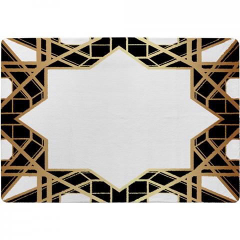 Art Deco Star Border Designer Rug - Yellow / 200cm