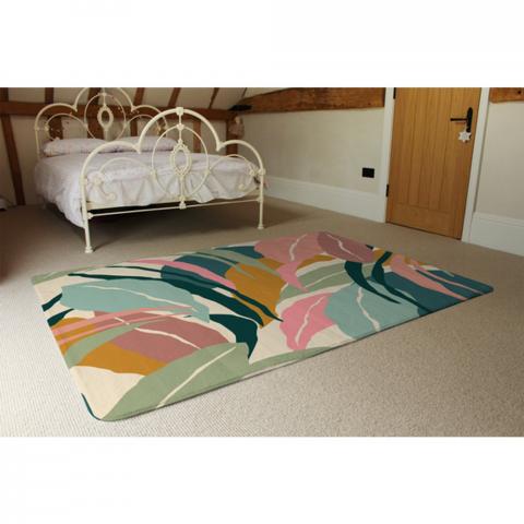 Artistic Abstract Leaves Designer Rug - Yellow / 230cm