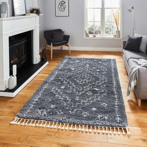 Aspen 1537 Grey Ivory Shaggy Rug 