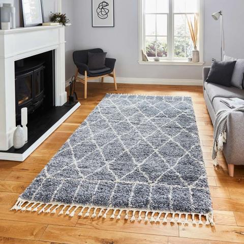 Aspen 1682 Grey Ivory Shaggy Rug 