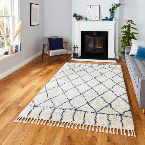 Aspen 1682 Ivory Grey Shaggy Rug 