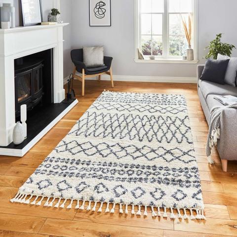 Aspen 1794 Ivory Grey Shaggy Rug 