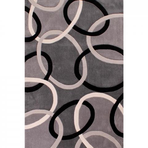 Aspire Circles Rug in Black Grey