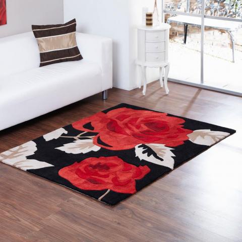 Aspire Zaire Rugs in Black Red