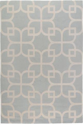 Astor Geometric 1.83x1.22m/6'x4' Blue/White Wool Geometric rug by The Rug Company, Handknotted wool