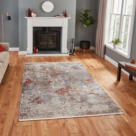 Athena 18597 Abstract Grey Terracotta Rug 