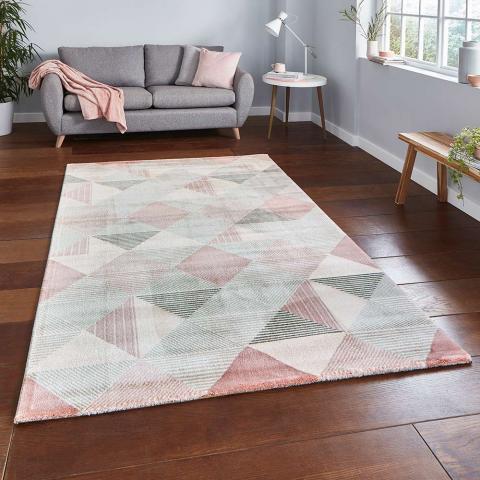 Aurora 53514 Diamond Stripes Grey Rose Rug 