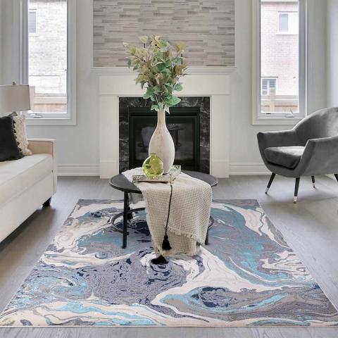 Aurora AU18 Ocean Marble Rug Electric Blue  Sample