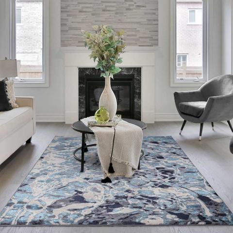 Aurora AU21 Foam Rug Electric Blue Cream 