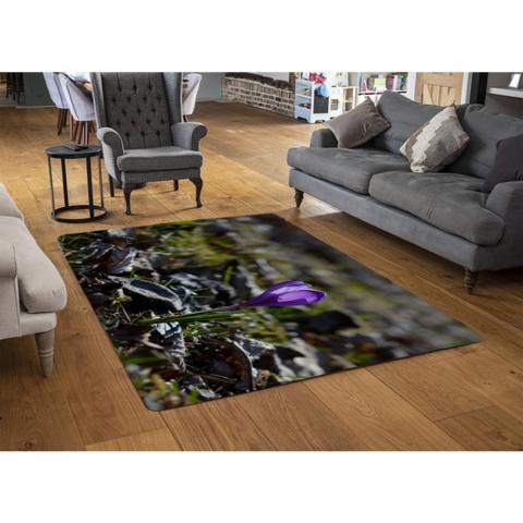 Autumn Flower Bloom In Nature Designer Rug - Purple / 110cm