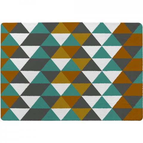 Autumn Geometric Triangles Designer Rug - Green / 200cm