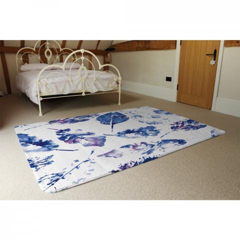 Autumn Leaves Background Designer Rug - Blue / 230cm