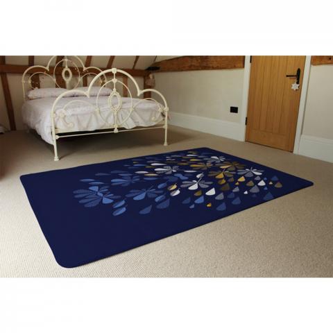 Autumn Print Designer Rug - Blue / 230cm