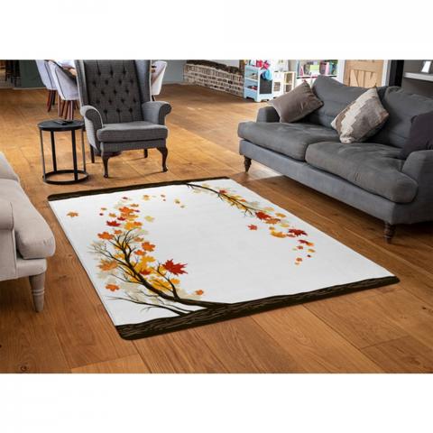 Autumn Trees Designer Rug - Orange / 110cm