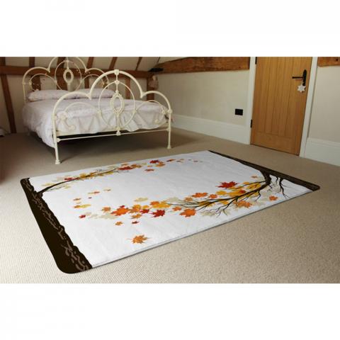 Autumn Trees Designer Rug - Orange / 230cm