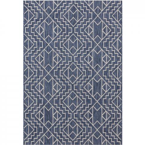 Aztec Blue Indoor-Outdoor Rug - Blue / 170cm