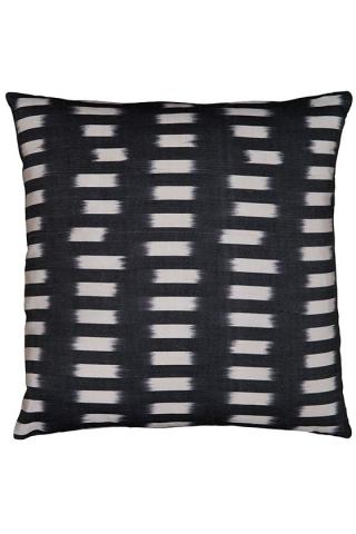 Bar Black Cushion Neutral Black Neutral by The Rug Company, Handwoven silk ikat