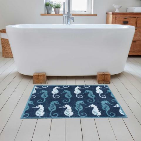 Bathroom Seahorse Mats in Blue by Turtlemat