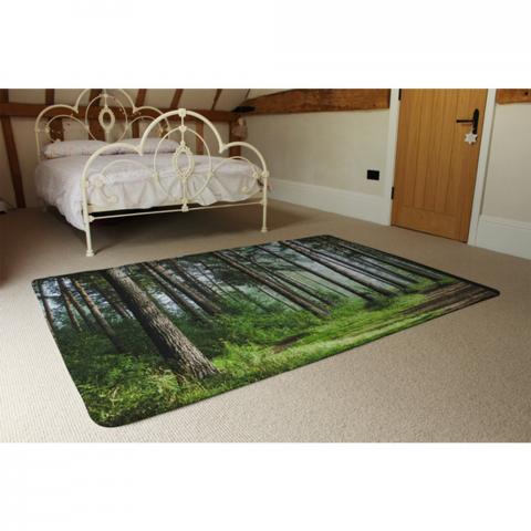 Beautiful Summer Forest With Different Trees Designer Rug - Green / 230cm