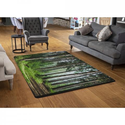 Beautiful Summer Forest With Different Trees Designer Rug - Green / 110cm