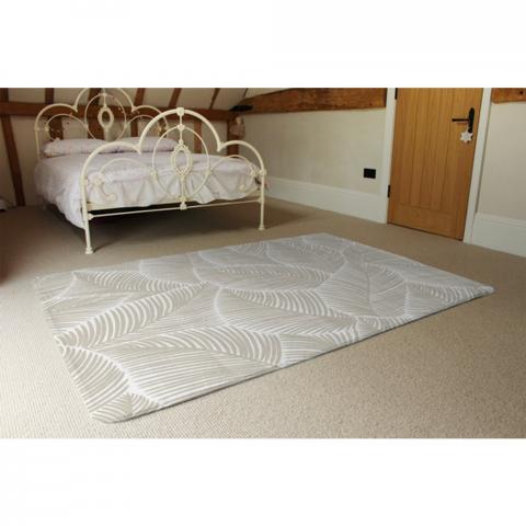 Beige Leaves Designer Rug - Brown / 230cm