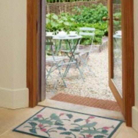 Birds Doormats in Brown orange and Cream by Turtlemat