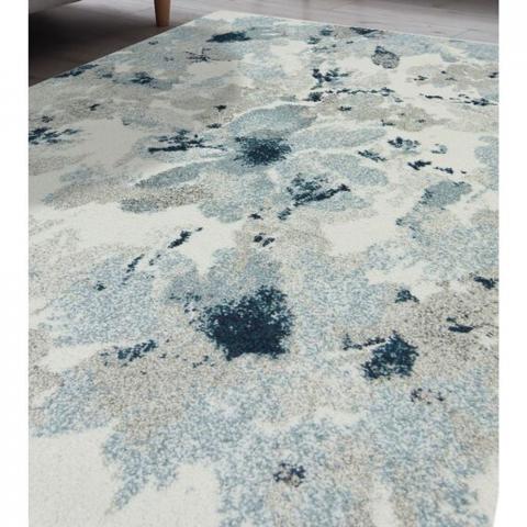 Black Distressed Abstract Rug - Pori - Black / 150cm