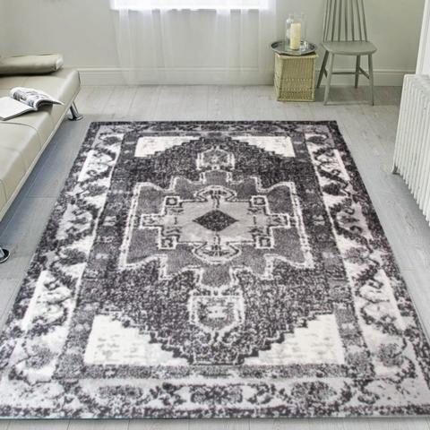 Black Transitional Living Room Rug - Black / 110cm