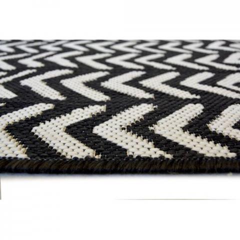 Black Washable Chevron IndoorOutdoor Garden Rug - Ota - Black / 200cm