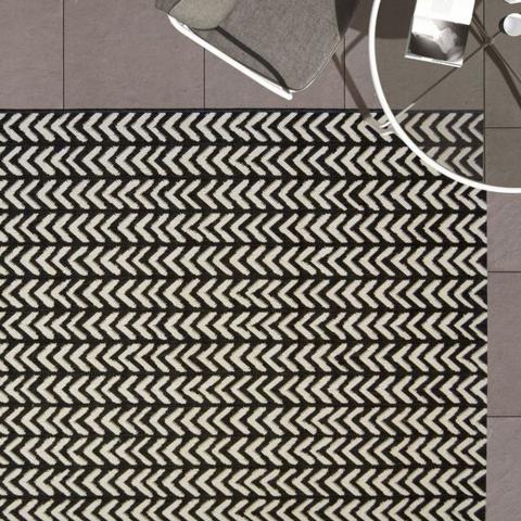 Black Washable Chevron IndoorOutdoor Garden Rug - Ota - Black / 150cm