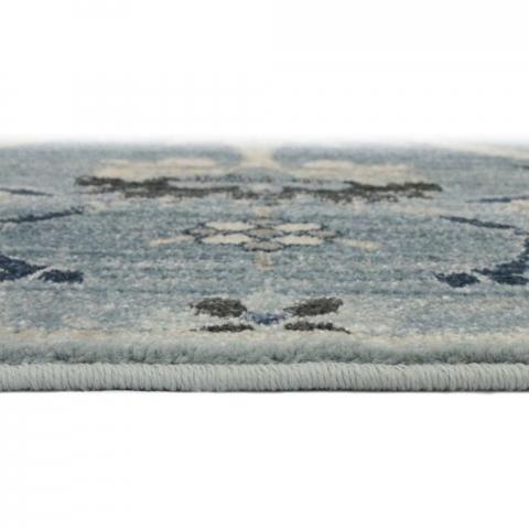 Blue Damask Floral Living Room Rug - Tartan - Blue / 170cm