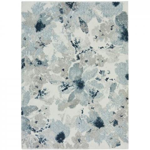 Blue Distressed Floral Rug - Pori - Blue / 230cm