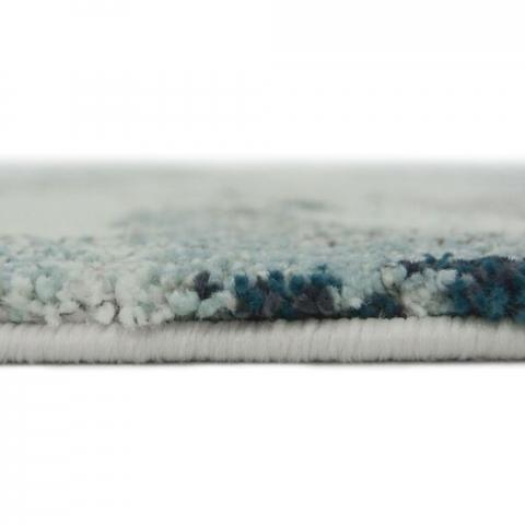 Blue Distressed Floral Rug - Pori - Blue / 170cm