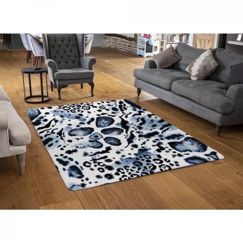 Blue Leopard Print Designer Rug - Blue / 110cm