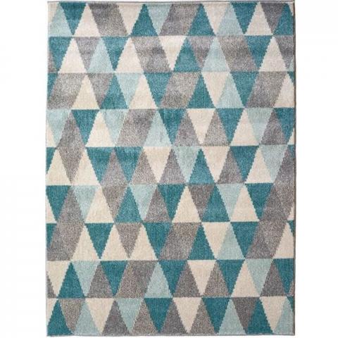 Blue Wool Look Geometric Rug - Perth - Blue / 230cm