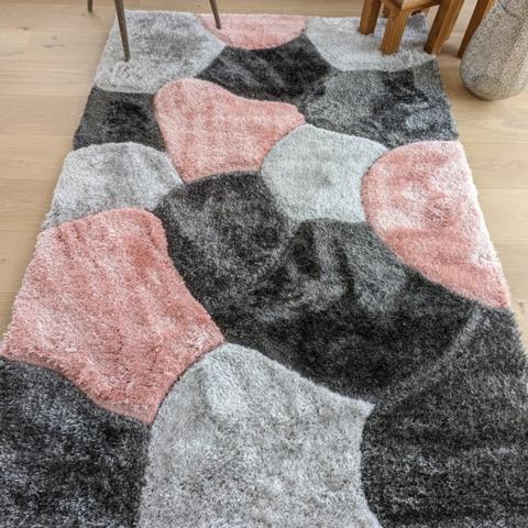 Blush Pink Carved Pebbles Shaggy Rug - Verge - Pink / 230cm