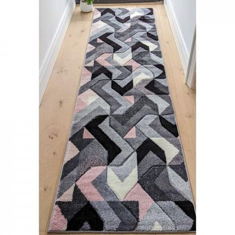 Blush Pink Herringbone Area Rug - Boston - Pink / 230cm / 3kg