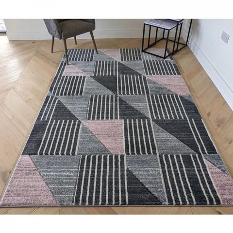 Blush Pink Living Room Rug - Boston - Pink / 230cm / 6kg