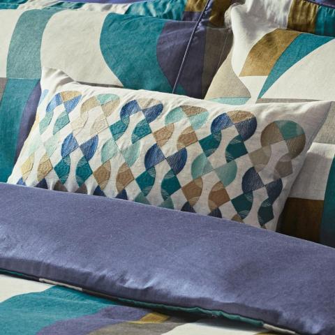 Bodega Designer Cushion in Marine Green Blue by Harlequin