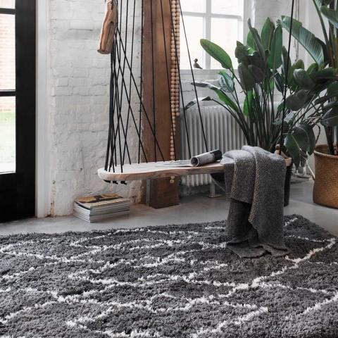 Boho and Scandic Afella Rugs 5965 095 in Anthracite White