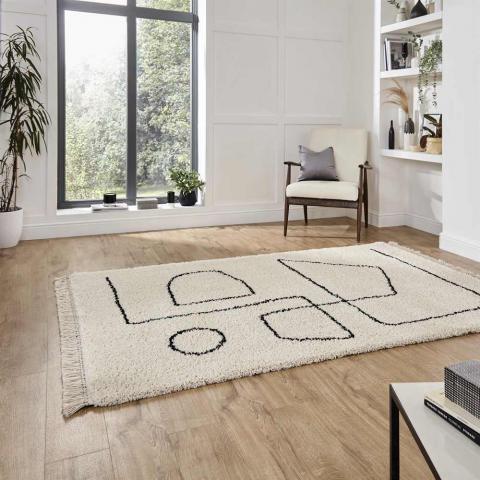 Boho Rug A474 White Black 